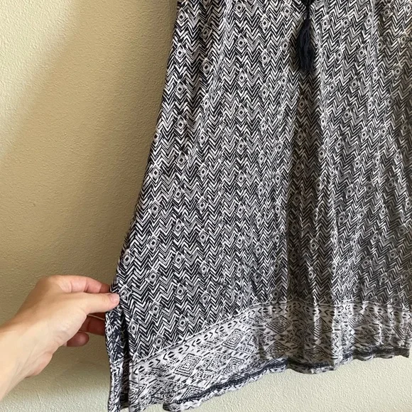 Lucky Brand S Blue White Print Tassel Tank Top Blouse - Picture 3 of 6